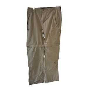 North Face Mens Convertible Hiking Pants Khaki Tan Zip Off Cargo Shorts 34